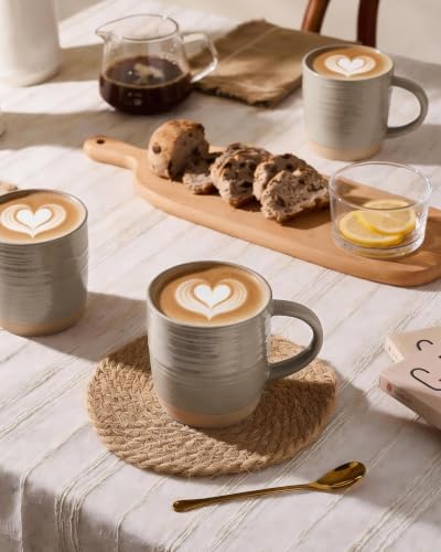 famiware Coffee Mugs Set of 4, 13 oz Mug Set, Ceramic Cup Set with Handle | Stoneware Mug for Coffee, Tea, Latte, Cappuccino, Microwave and Dishwasher Safe, Constellation Series，Cinnamon Brown - color: Constellation-Cinnamon Brown, size: 4 Count (Pack of