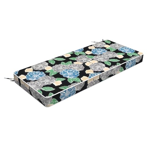 LVTXIII Bench Cushion with Ties, 42x18 Inch Water-Repellent Patio Furniture Cushion, 3" Thick Foam Pad for Outdoor Indoor Window Seat, Porch Swing, Loveseat, Sketch Peony - color: Sketch Peony, size: 42"x18"x3"