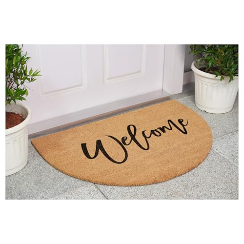 Calloway Mills 114602436 Half Round Cursive Welcome Doormat, 24"x36" - color: Black, size: 2' x 3' (Semicircular)