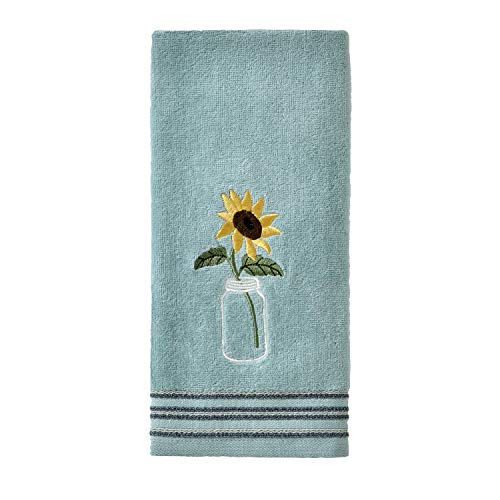 SKL Home by Saturday Knight Ltd. Sunflower in Jar Hand Towel (2-Pack), Aqua - color: Sunflower in Jar, Aqua
