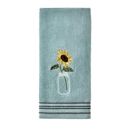 SKL Home by Saturday Knight Ltd. Sunflower in Jar Hand Towel (2-Pack), Aqua - color: Sunflower in Jar, Aqua