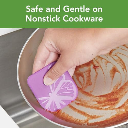 Tovolo Plastic Scraper Tool Set of 3 Butterflies for Pots Pans Dishes and Bakeware, Easy to Clean Dishwasher Safe BPA Free Scratch Resistant Nylon Pan Scraper Easily Scrapes & Cleans Cookware - color: Purple Butterflies