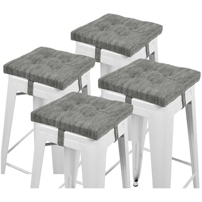 baibu 12 Inches Memory Foam Square Seat Cushion Set of 4, Dual-Layer Design Bar Stool Square Seat Cushion with Ties - 4 Pads Only, Gray (12'' (30CM)) - color: Grey, size: 12x12x1.5 Inch (Pack of 4)
