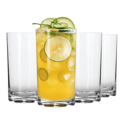 Lily's Home Unbreakable Highball Tumblers, Made of Shatterproof Tritan Plastic and Ideal for Indoor and Outdoor Use, Reusable (14oz each, Set of 4) - size: 14 Ounces