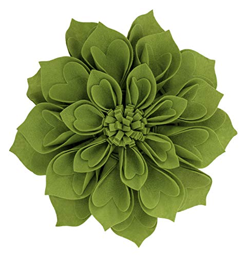 Fennco Styles Handmade 3D Heart-Shaped Petals Flower Decorative Filled Throw Pillow 13" Round - Kiwi Floral Pillow for Couch, Home Décor and Holiday, Housewarming Gift (Kiwi) - color: Kiwi