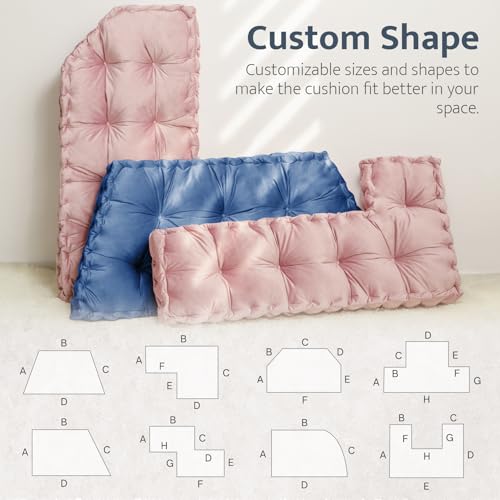 mudilun Custom Bench Cushion Tufted Window Seat Cushions Indoor Custom Color/Size/Ties/Handle Bench Pads 4 Inches Thick