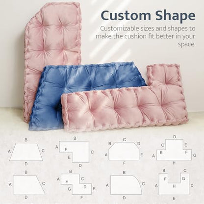 mudilun Custom Bench Cushion Tufted Window Seat Cushions Indoor Custom Color/Size/Ties/Handle Bench Pads 4 Inches Thick