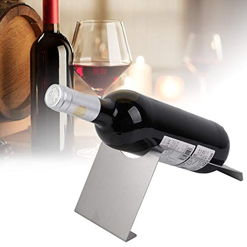 Fdit Stainless Steel Wine Bottle Rack Holder, Single Bottle Display Stand, Silver, 7.87x4.33 Inch