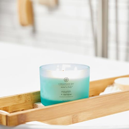 Chesapeake Bay Candle Mind & Body 3-Wick Coffee Table Jar Candle Nourish + Renew (Coconut & Sandalwood), 11oz (Pack of 4) - color: Nourish + Renew, size: 11oz (Pack of 4)