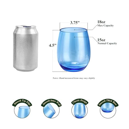 18oz Colorful Stemless Wines Cups, Shatter-Proof Acrylic Glasses Drinkware, Reusable Plastic Bar Glasses, BPA-Free, Dishwasher-Safe - color: Multicolor