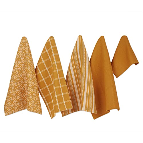 DII Assorted Woven Kitchen Set, Dishtowel, 18x28, Dishcloth, 13x13, Pumpkin, 5 Piece - color: Pumpkin, size: Dishtowel, 18x28"; Dishcloth, 13x13"