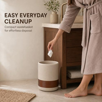 YMXYJM Resin Trash Can, Modern Round Wastebasket, 2 Gallon,Brown | Modern resin trash can with 2-gallon capacity, sturdy base, and open-top design for bathroom, kitchen, office, and home - color: Brown