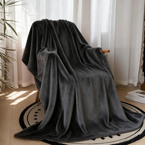 Ultra Soft Fleece Throw Blanket, Silky Flannel Fuzzy Blanket for All Season, Cozy Lightweight Blanket for Couch, Bed, Sofa, 50" x 60", Gray, Throw - color: Gray, size: Throw