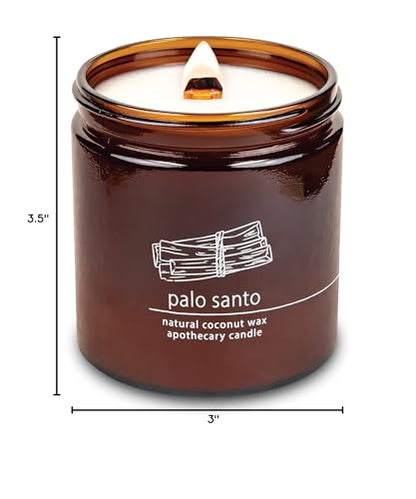 Hemlock Park Palo Santo Apothecary Crackling Wood Wick Candle | 16 oz | Coconut Apricot Wax | Crackling Wood Wick | Botanical Fragrance | Made in USA - size: Large 16 oz