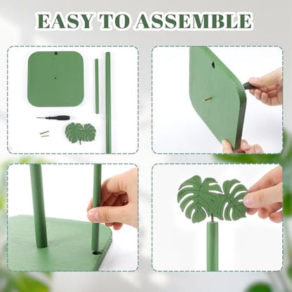 Leinuosen Monstera Leaves Paper Towel Holder Tropical Monstera Wooden Paper Towel Holder Green Ocean Tropical Bathroom Accessories Kitchen Roll Stand Organizer Standing Apartment Housewarming Gift - style: Green Monstera Leaves