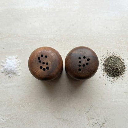Handcrafted Hawaiian Acacia Wood Salt & Pepper Shaker Set – 4” Natural Wood Grinders, Anti-Clog Design, Sustainably Harvested, Kitchen Table Decor