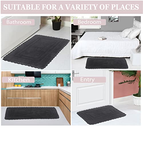 Home Weavers Casual Elegance Reversible Bathmat 100% Cotton Bathroom Rugs Set, Washable Rug, Extra Soft and Absorbent Bath Rug, Kitchen Mat, Bath Mat Set, Non Slip Mat, 17"x24" Rectangle, Gray - color: Grey, size: 1'5" x 2' (Rectangular)