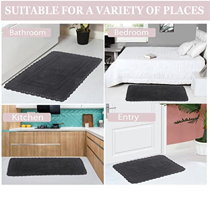 Home Weavers Casual Elegance Reversible Bathmat 100% Cotton Bathroom Rugs Set, Washable Rug, Extra Soft and Absorbent Bath Rug, Kitchen Mat, Bath Mat Set, Non Slip Mat, 2 Piece Set(S+M), Gray - color: Grey, size: 1'9" x 2'10" (Rectangular)