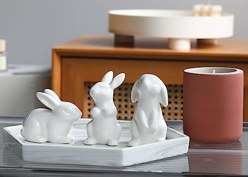 GOODSTART Ceramic Bunny Rabbits Easter Bunny Figurine Porcelain Modern Art Home Decoration, Statues for Spring Home Decor, Easter Decorations Rabbit Figurines