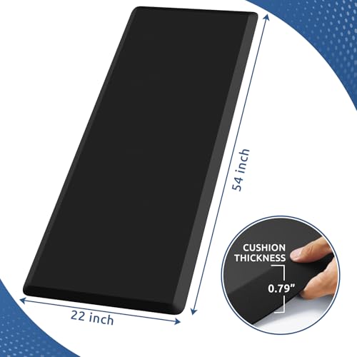 0.8" Thick Kitchen Mat Cushioned Anti Fatigue Rug Comfort Floor Mats | Water-Resistant, Non-Slip, Easy to Clean Comfort Floor Mat for Kitchen, Sink & Office, Multiple Colors & Sizes, 54" x 22" - color: Black, size: 54"L x 22"W x 0.8"Th
