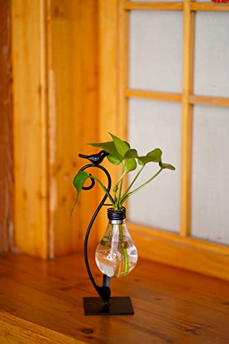 Tabletop Bird Planter Propagation Station, Narrow Mouth Bulb Glass Vase | Thoughtful Gift for Bird Lovers, Hydroponic Vase, Sturdy& Well-Packaged, Home Office Accent, Great for Small Plants& Cuttings - color: Bird