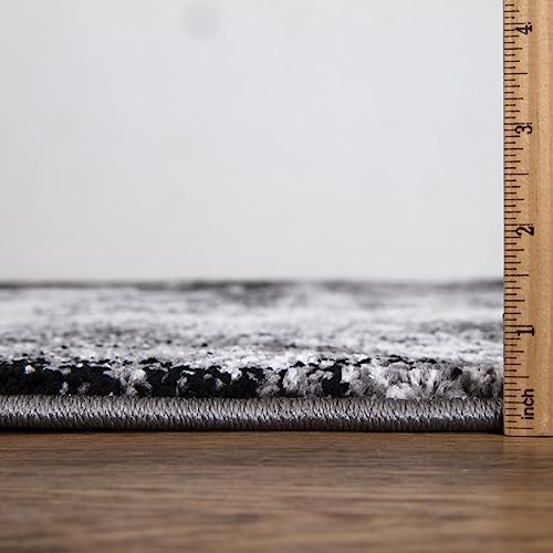 Keen Home Design Abstract Non-Shedding Runner Rug, Soft Thick Pile, 2x10 | Polypropylene High Pile, Jute Back; Ideal For Hallway, Bedside, Landing, Home Office - color: Abstract Black, size: 2'8" x 9'11" (Runner)