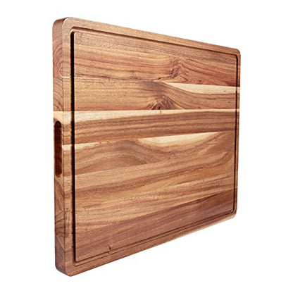GAOMON Acacia Extra Large Wood Cutting Board, 1.2 Inches Thick Butcher Block, Reversible Wooden Kitchen Block, over Stove Cutting Board, with Side Handles and Juice Grooves, 24 x 18 Inch - size: 24.8"L x 18.8"W