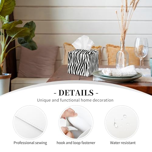 Zebra Stripes Tissue Box Cover Square,Black and White Stripe Tissue Box Holder Waterproof Leather Facial Paper Organizer Dispenser for Bathroom Home Car Nightstand Vanity Desk - color: Color-12