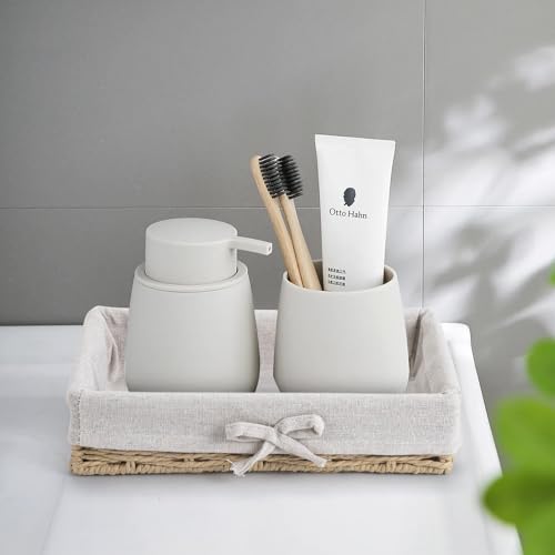 Bathroom Tray Wicker Toilet Paper Basket Toilet Tank Trays for Countertop Storage Behind Bathroom Tray Organizer Toilet Tank Top Basket Suitable for Any Home Décor Style (9.8x5.9x2.36 In, Beige)