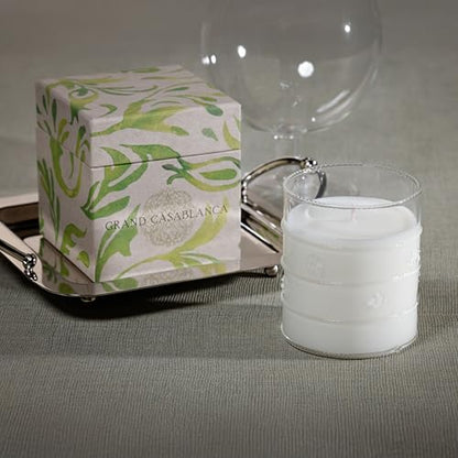 Zodax Grand Casablanca Scented Jar Candle, 12 oz - Water Lotus | Decorative glass jar candle, Clean aquatic floral and herbal scent, 65 hours burn time, Gift box included - size: 12 oz/ 1 pack