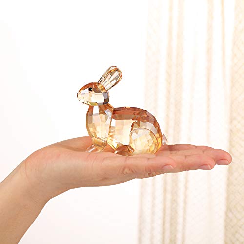 DOJOZ Crystal Bunny Rabbit Animal Collectible Cute Figurine Birthday Gifts Home Decor (White) - color: White
