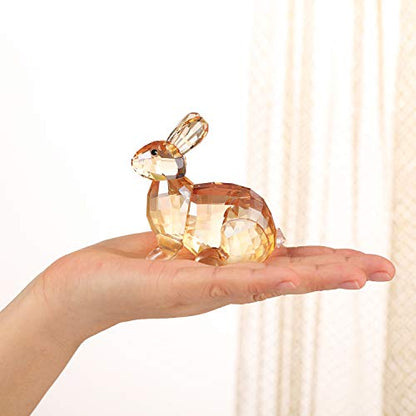 DOJOZ Crystal Bunny Rabbit Animal Collectible Cute Figurine Birthday Gifts Home Decor (White) - color: White
