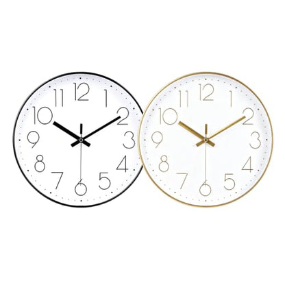 2 Pack Black&Gold Wall Clock 12 Inch Silent Wall Clocks Battery Operated | Home Office Kitchen School - color: Black&gold, size: 2 Pack-12 Inch