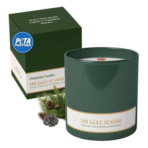 Snuggle Season Pet-Friendly Scented Candle – Balsam, Tonka Bean & Evergreen Fragrance - Coconut Soy Wax Candle with Wooden Wick, Approx. 50-Hour Burn Time, Made in USA, 11.8 oz - color: Snuggle Season