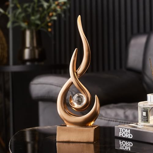FJS Bronze Abstract Flame Sculpture for Living Room Coffee Table Decor | Modern Bronze Sculpture Decor For Living Room, Shelf, Dinins Table Centerpiece, Office Desk, 11.8"H Minimalist Hone Accent - color: A - 11.8"h Bronze
