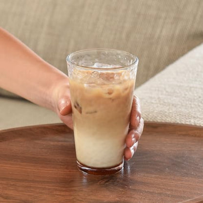 ALINK 16 oz Drinking Glasses, Set of 6 Hammered Glass Cups, Clear Heavy Base Stemmed Highball Water Glasses for Beer, Iced Coffee Cups, Cocktail Glasses, Wine, Iced Tea, Dishwasher Safe - style: Hammered