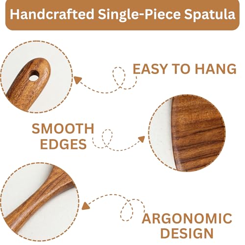 DADU BADU Teak Wooden Utensil Set of 10 – Non-Toxic Cooking Spoons & Spatulas for Nonstick Pans – Includes Pasta Spoon, Ladle, Skimmer – Premium Wood Kitchen Gift Set with Holder | Non-Toxic Cooking Spoons & Spatulas, for Nonstick Pans, Includes Pasta Spo