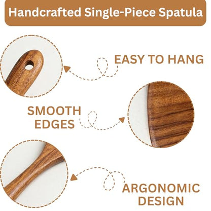 DADU BADU Teak Wooden Utensil Set of 10 – Non-Toxic Cooking Spoons & Spatulas for Nonstick Pans – Includes Pasta Spoon, Ladle, Skimmer – Premium Wood Kitchen Gift Set with Holder | Non-Toxic Cooking Spoons & Spatulas, for Nonstick Pans, Includes Pasta Spo