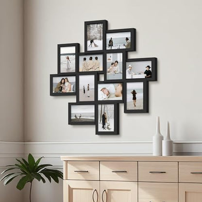 Jerry & Maggie - Photo Frame 24x24 Square Storm Eye Black PVC Picture Frame Selfie Gallery Collage Wall Hanging for 6x4 Photo - 12 Photo Sockets - Wall Mounting Design - color: Black