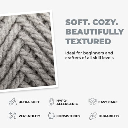 Mary Maxim Titan Bulky Yarn, Weight 5 Acrylic, Chunky Yarn for Crocheting and Knitting, Ideal for Thick, Soft Blankets, Throws, and Graph Style Sweaters, 80 Yards - Light Grey - 1 Skein - color: Light Grey