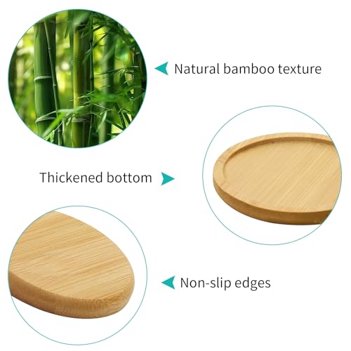 2Pcs Round Bamboo Soap Dispenser Tray, Bathroom Countertop Organizer (2)