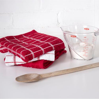 Ritz Premium 100% Cotton Terry Check Kitchen Dish Towels - Highly Absorbent, Super Soft, Long-Lasting, 25"x15", 3-Pack, Paprika Red - color: Paprika Red, size: 3-Pack - Kitchen Towel