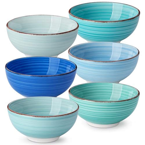 vancasso Bonita 12 Oz Small Bowls Set of 6, Ceramic Mini Dessert & Dipping Dishes, 5" Kids Bowls for Dip and Snacks, Dishwasher & Microwave Safe, Blue - color: Cool Color, size: 12 Oz