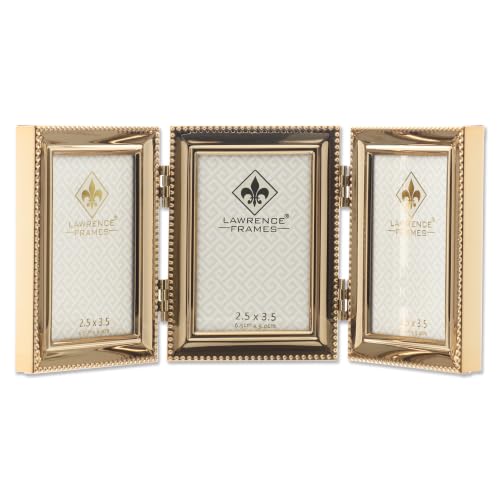 Lawrence Frames Bead Border Design, 2.5x3.5 Triple, Gold - color: Gold, size: 2.5x3.5 Triple