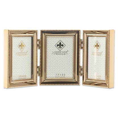 Lawrence Frames Bead Border Design, 2.5x3.5 Triple, Gold - color: Gold, size: 2.5x3.5 Triple