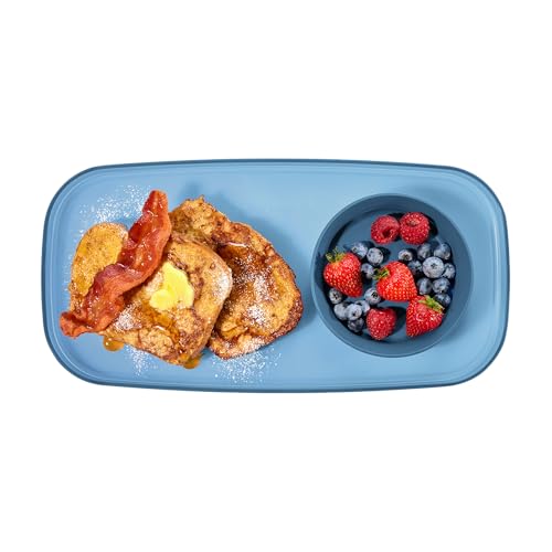 madesmart dipware Small Serving Plate, Stackable & Removable Dip Bowl for Salsa, Queso, Salad, Olives, Dishwasher & Microwave Safe, Multipurpose Plate & Bowl, Blue - color: Translucent Blue, size: Small