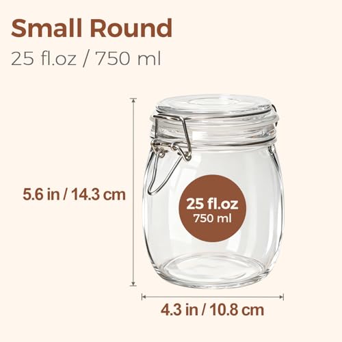 ComSaf Round Glass Jars with Airtight Lids 25 oz 6 Pack Pickling | Flour sugar rice, Preserving canning, Pantry organization, Kitchen storage, Dry goods, Sourdough fermenting, Mason jars - size: 25oz*6