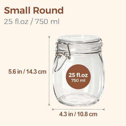 ComSaf Round Glass Jars with Airtight Lids 25 oz 6 Pack Pickling | Flour sugar rice, Preserving canning, Pantry organization, Kitchen storage, Dry goods, Sourdough fermenting, Mason jars - size: 25oz*6