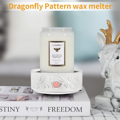 Wax Melt Warmer for Scented Wax Ceramic Wax Warmer Fragrances(Dragonfly) | Candle Oils Home Fragrance Wax Burner True White Electric Candle Warmer as Gifts for Mom Women - color: White Dragonfly