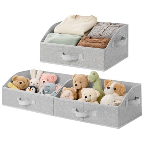 GRANNY SAYS Trapezoid Closet Storage Bins, Medium, Gray, 3-Pack | Closet Organizer Bins for Shelf, Closet Organizers and Storage for Purses, Clothes, Toys, Towels, 16½"Lx11"Wx7¾"H - color: Ash Gray, size: 16½"L x 11"W x 7¾"H